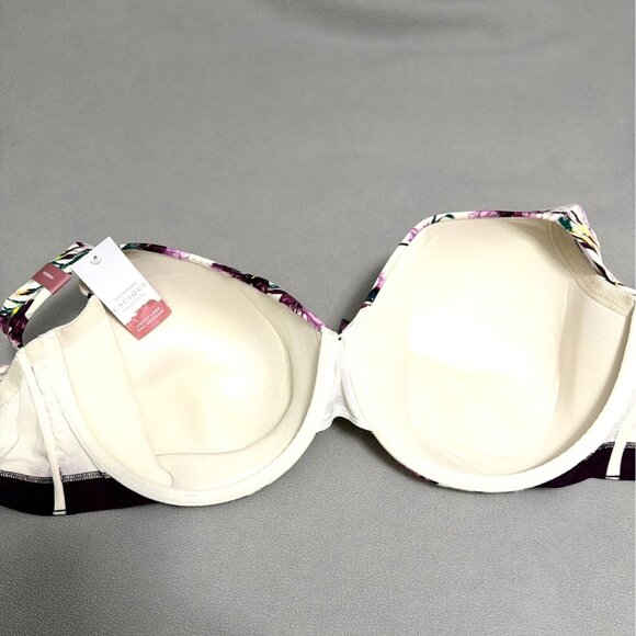 Cacique Modern Collection Lightly Lined Full Coverage Bra 44DDD Ivory Floral Pri - Picture 4 of 7